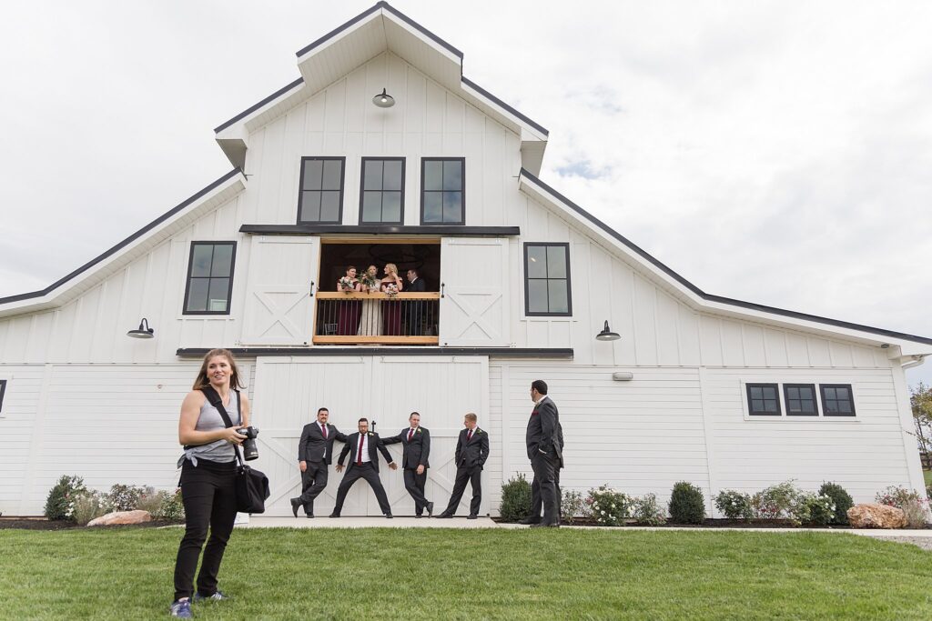 Loudoun County Photographer behind the scenes photographing bridal party at The Barn at Willow Brook