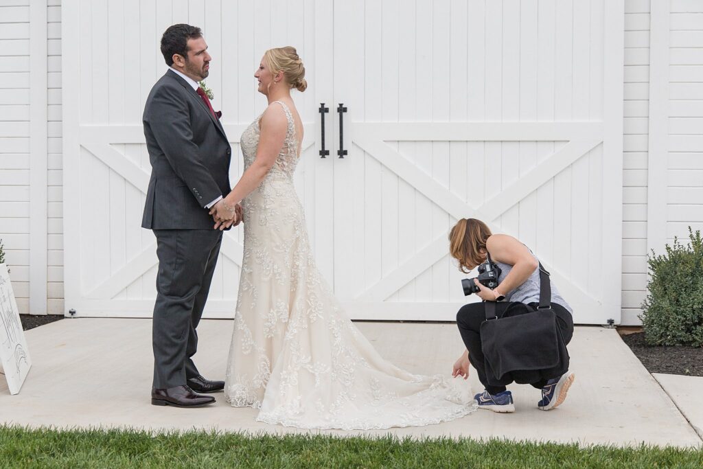Loudoun County Photographer behind the scenes during a First Look on a wedding day