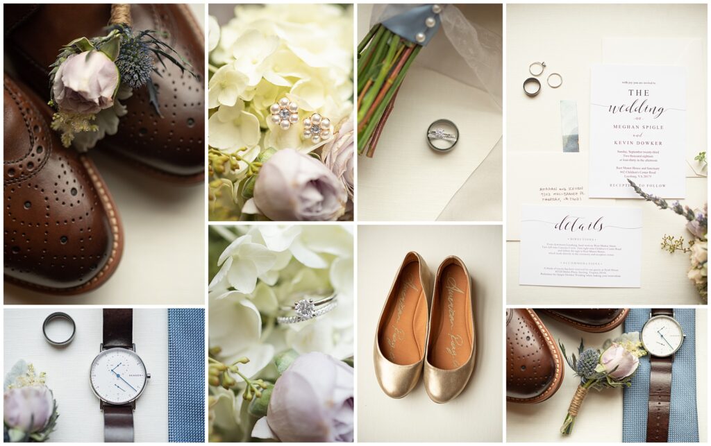 Slate Blue and Off White Wedding Details