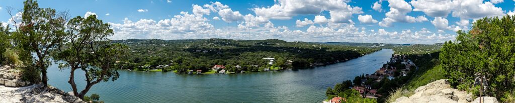 panoramic photo of Lake Austin from Mt. Bonnell